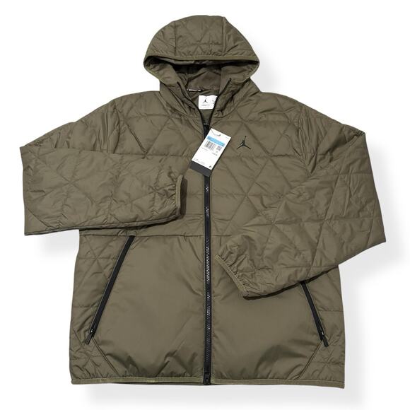 Nike Air Jordan Men's Therma-FIT Jacket Olive Green FZ3162 222 Size Medium New - Picture 1 of 8